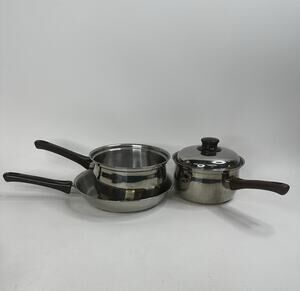 Vintage Sears Range Craft 541-5055 Made In Belgium Sauce Pot Frying Pan Set